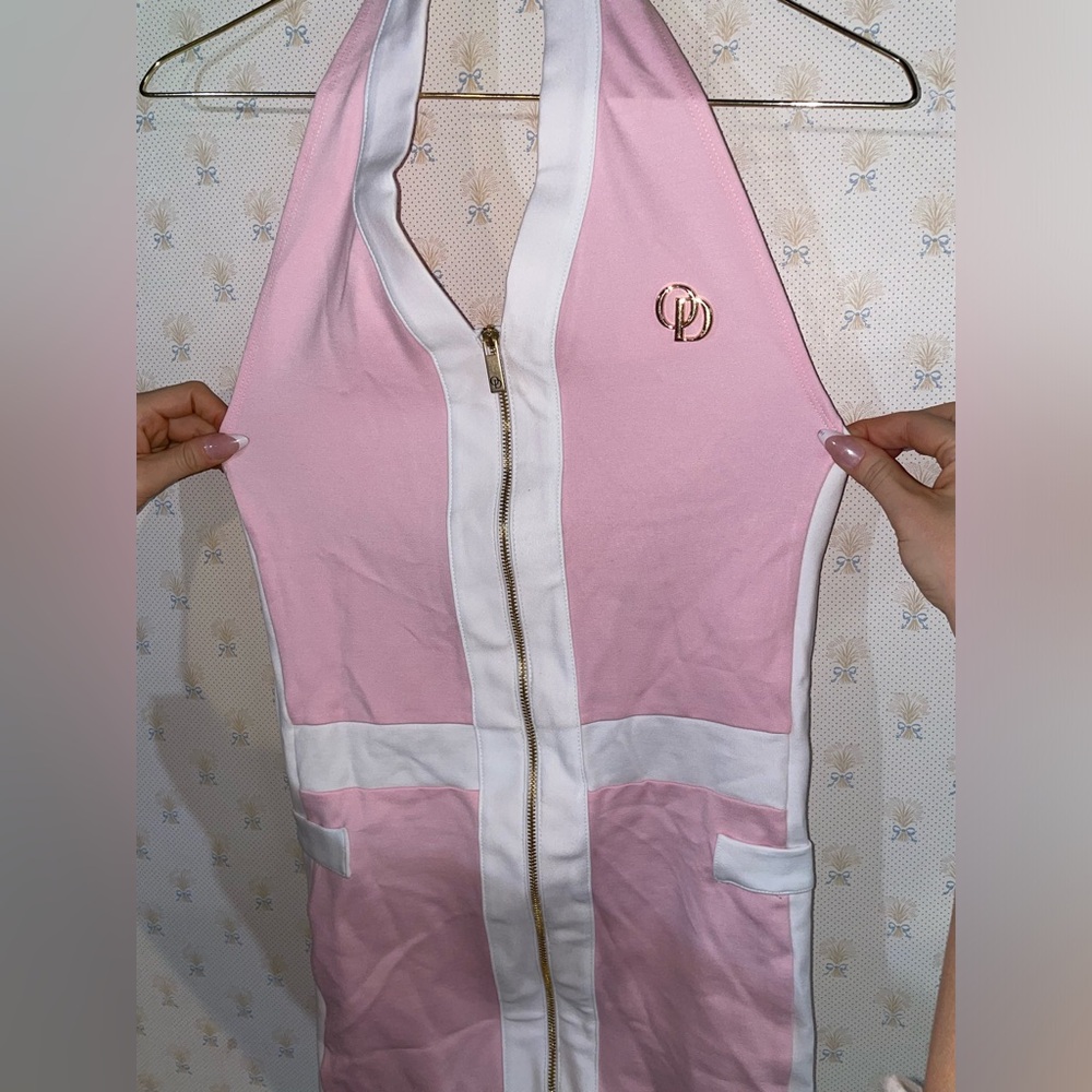 O Dolls Collection Halterneck Mini Panelled Dress in Pink - Picture 9 of 13